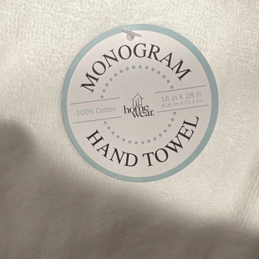 Monogram Hand Towel - White and Gray